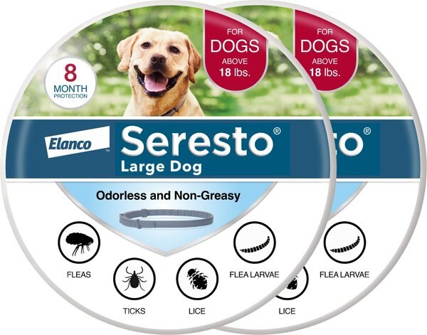 Seresto Flea & Tick Collar for Dogs, over 18 lbs, 2 Collars (16-mos. supply) slide 1 of 12