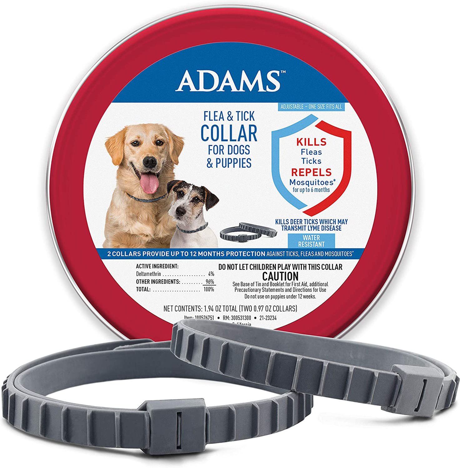 ADAMS Flea & Tick Collar for Dogs & Puppies, 2 Collars (12mos. supply