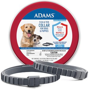 Adams Flea & Tick Collar for Dogs & Puppies, 2 Collars (12-mos. supply)