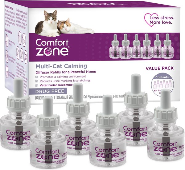 Comfort Zone Multi-Cat Calming Diffuser Refill for Cats, 30 day, set of 6 slide 1 of 12