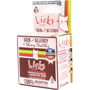 LICKS Pill-Free SKIN & ALLERGY Cat Supplement, 10 count