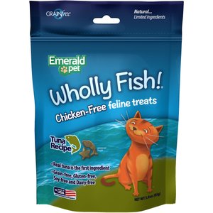 Emerald Pet Wholly Fish! Tuna Recipe Cat Treats, 3-oz bag