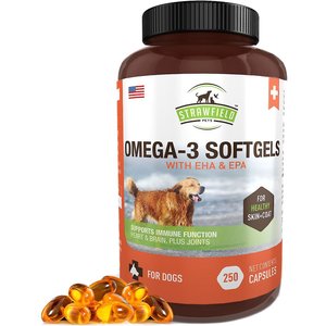 Strawfield Pets Omega-3 Soft Gels Dog Supplement, 250 count