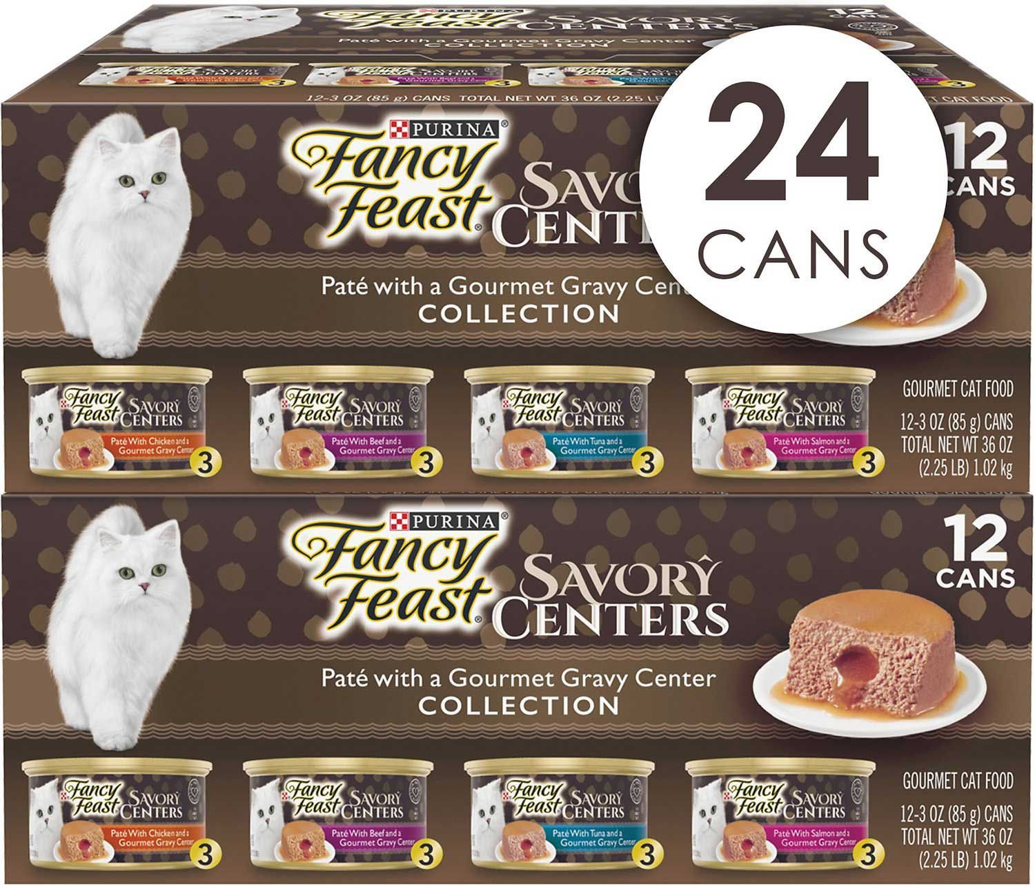 Fancy Feast Savory Centers Variety Pack Canned Cat Food, 3oz, case of