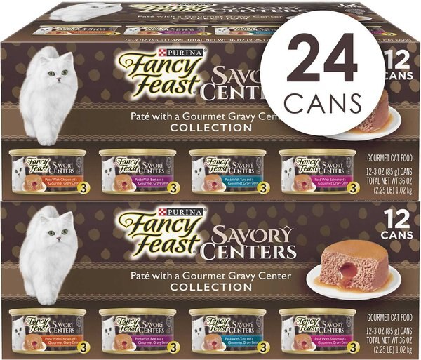 Fancy Feast Savory Centers Variety Pack Canned Cat Food, 3-oz, case of 24 slide 1 of 12