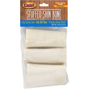 Cadet Stuffed Shin Bone Peanut Butter Flavor Dog Treat, 3-in, 3 count