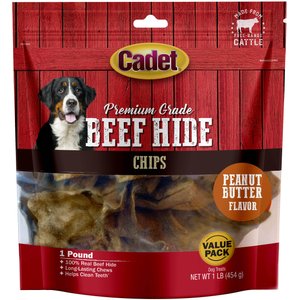 Cadet Premium Grade Peanut Butter Basted Rawhide Chips Dog Treats, 1-lb bag
