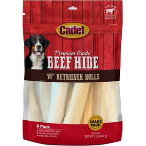 Cadet Premium Grade Beef Hide Retriever Rolls Dog Treats, 2-lb bag