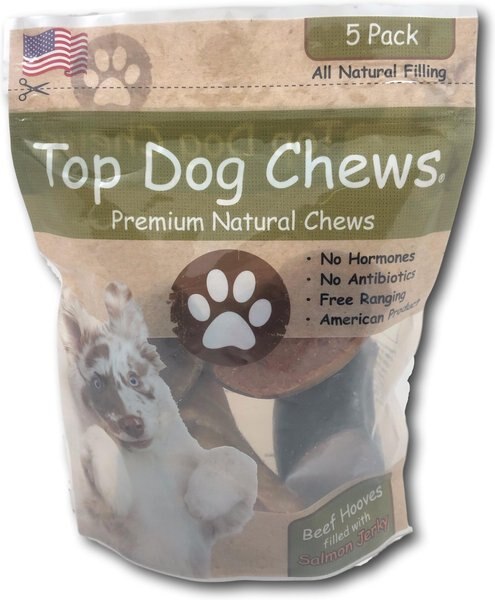 Top Dog Chews Salmon Jerky Filled Cow Hooves Dog Treat, 5 count slide 1 of 6
