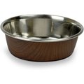 OurPets Durapet Non-Skid Woodgrain Stainless Steel Dog & Cat Bowl, Dark Brown, 4-cup