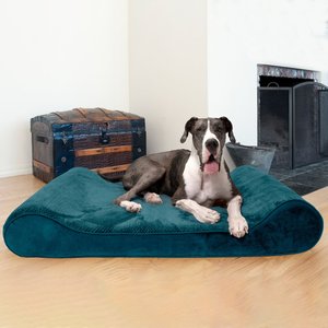 FurHaven Minky Plush Luxe Lounger Orthopedic Cat & Dog Bed w/Removable Cover, Spruce Blue, Giant