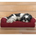 FurHaven Quilted Cooling Gel Bolster Cat & Dog Bed w/Removable Cover, Wine Red, Small