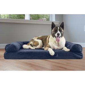 FurHaven Quilted Memory Top Bolster Cat & Dog Bed w/Removable Cover, Navy, Jumbo