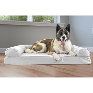 FurHaven Quilted Memory Top Bolster Cat & Dog Bed w/Removable Cover, Silver Gray, Jumbo