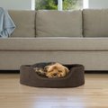FurHaven Snuggle Terry & Suede Cat & Dog Bed w/Removable Cover, Espresso, Medium