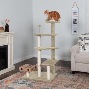 Tiger Tough Play Stairs 49.5-in Faux Fur Cat Tree, Cream