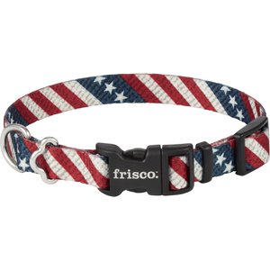 Frisco American Flag Polyester Dog Collar, Small: 10 to 14-in neck, 5/8-in wide