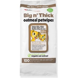 Petkin Big N' Thick Oatmeal Petwipes Dog & Cat Wipes, 100 count