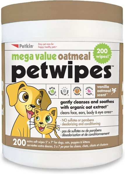 Petkin Big N' Thick Oatmeal Petwipes Dog & Cat Wipes, 200 count slide 1 of 1
