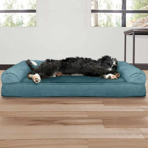 FurHaven Plush & Suede Cooling Gel Bolster Dog Bed w/Removable Cover, Deep Pool, Large slide 1 of 9