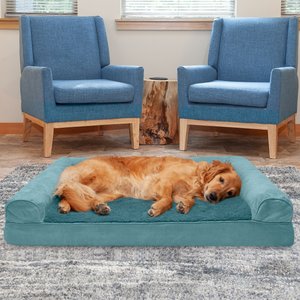 FurHaven Plush & Suede Cooling Gel Bolster Dog Bed w/Removable Cover, Deep Pool, Jumbo