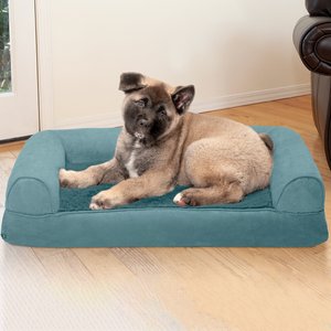 FurHaven Plush & Suede Memory Top Bolster Dog Bed w/Removable Cover, Deep Pool, Medium