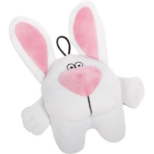 GoDog Big Nose Bunny Chew Guard Squeaky Plush Dog Toy, Small