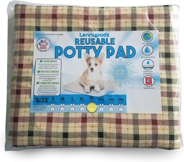Lennypads Ultra Absorbent Washable Dog Pee Pads, Tan Plaid, XL Long: 24 x 36-in, Unscented slide 1 of 7