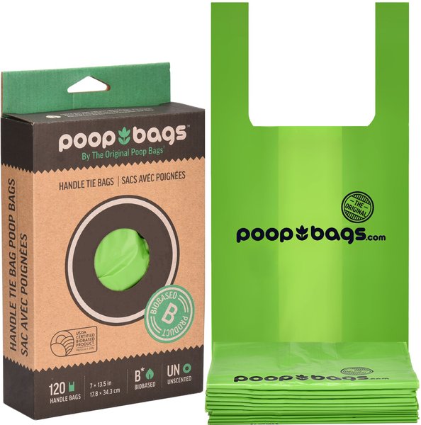 The Original Poop Bags Handle Tie USDA Biobased Waste Bags, Green, Large, 120 count slide 1 of 5