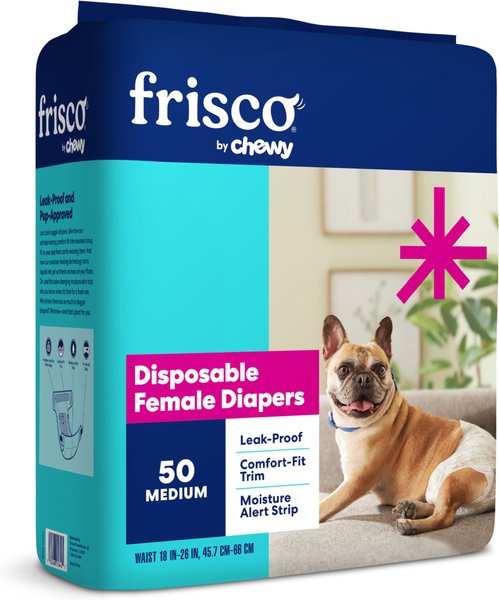 Frisco Female Leak-Proof Diaper, Medium: 18 to 26-in waist, 50 count slide 1 of 7