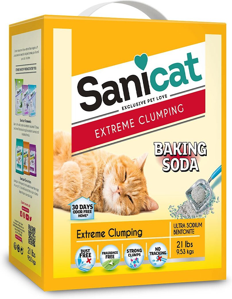 SANICAT Extreme Unscented Clumping Clay Cat Litter, 21lb box