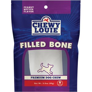 Chewy Louie Peanut Butter Butter Flavor Filled Bone Dog Treat, 1 count, Small