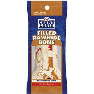 Chewy Louie Peanut Butter & Jelly Flavor Filled Rawhide Bone Dog Treat, 1 count