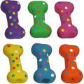 Multipet Polka Dot Bone Squeaky Plush Dog Toy, Color Varies, 4-in