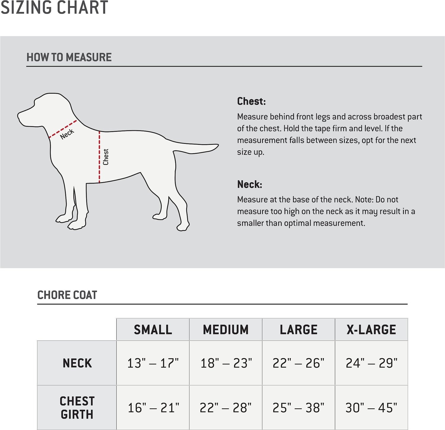 Dog Hunting Vest Size Chart