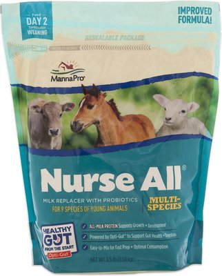 Manna Pro NURSE ALL Milk Replace w/ Probiotics for Multi-Species 3.5 lb horse 