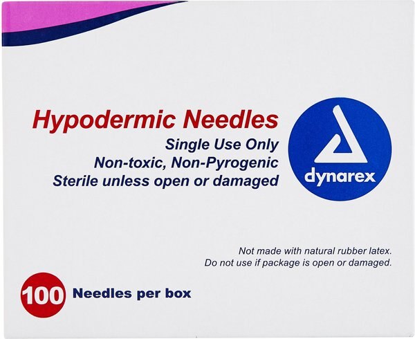 Dynarex Hypodermic Thin Wall 20 Gauge Needles, 1 Inch, 100 count slide 1 of 4