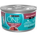 Purina ONE Urinary Tract Health Beef & Liver Recipe Pate Canned Cat Food, 3-oz, case of 24
