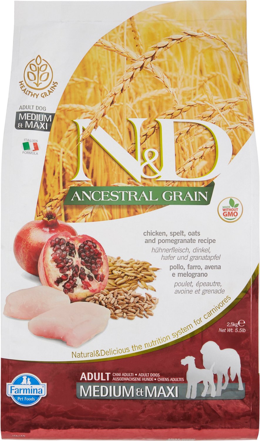 FARMINA N&D Ancestral Grain Chicken & Pomegranate Medium & Maxi ...