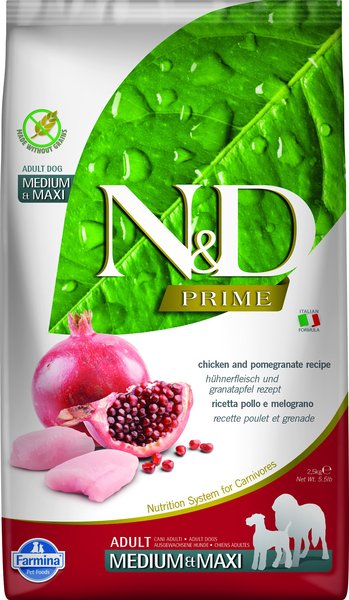 Farmina N&D Prime Chicken & Pomegranate Medium & Maxi Adult Grain-Free Dry Dog Food, 5.5-lb bag slide 1 of 6
