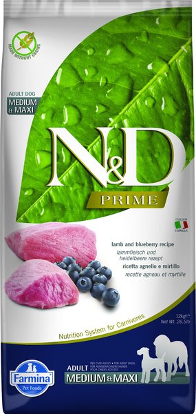 Farmina N&D Prime Lamb & Blueberry Medium & Maxi Adult Grain-Free Dry Dog Food, 26.4-lb bag slide 1 of 1