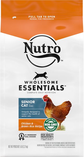 Nutro Wholesome Essentials Chicken & Brown Rice Recipe Senior Dry Cat Food, 5-lb bag slide 1 of 9