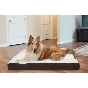 FurHaven Faux Sheepskin & Suede Deluxe Pillow Cat & Dog Bed w/Removable Cover, Espresso, Extra Large