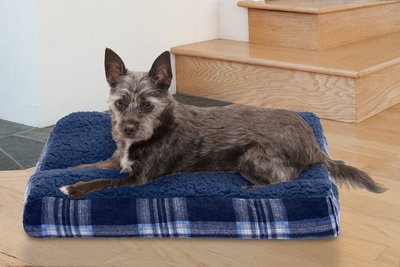FurHaven Faux Sheepskin & Plaid Deluxe Cat & Dog Bed w/Removable Cover, slide 1 of 1