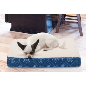 FurHaven Paw Decor Deluxe Memory Foam Cat & Dog Bed w/Removable Cover, Twilight Blue, Small