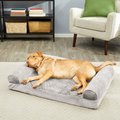 FurHaven Faux Fur Cooling Gel Bolster Cat & Dog Bed w/Removable Cover, Smoke Gray, Large