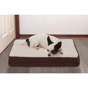 FurHaven Faux Sheepskin & Suede Memory Foam Cat & Dog Bed w/Removable Cover, Espresso, Small