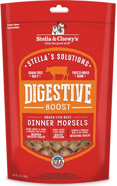 Stella & Chewy's Stella's Solutions Digestive Boost Freeze-Dried Raw Grass-Fed Beef Dinner Morsels Dog Food, 13-oz bag slide 1 of 2