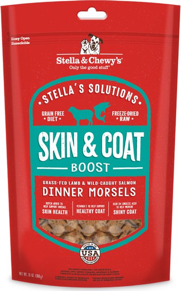 Stella & Chewy's Stella's Solutions Skin & Coat Boost Freeze-Dried Raw Grass-Fed Lamb & Wild-Caught Salmon Dinner Morsels Dog Food, 13-oz bag slide 1 of 2