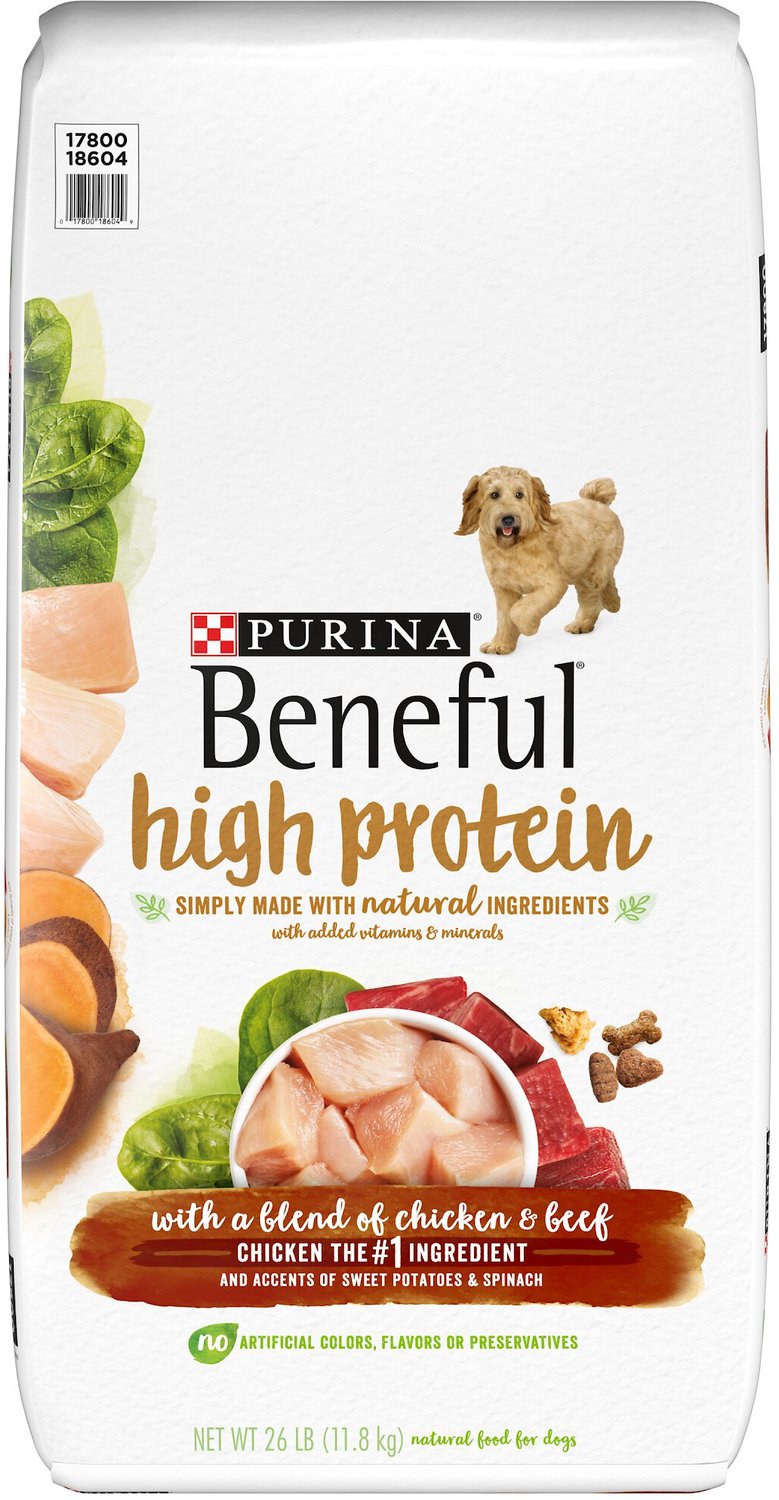 Purina Beneful High Protein Chicken Beef Dry Dog Food 26 Lb Bag Chewy Com